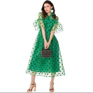 Buru White Label 🤍 | Pamelyn Polka Dot Party Dress 💚🖤 Blogger Favorite
